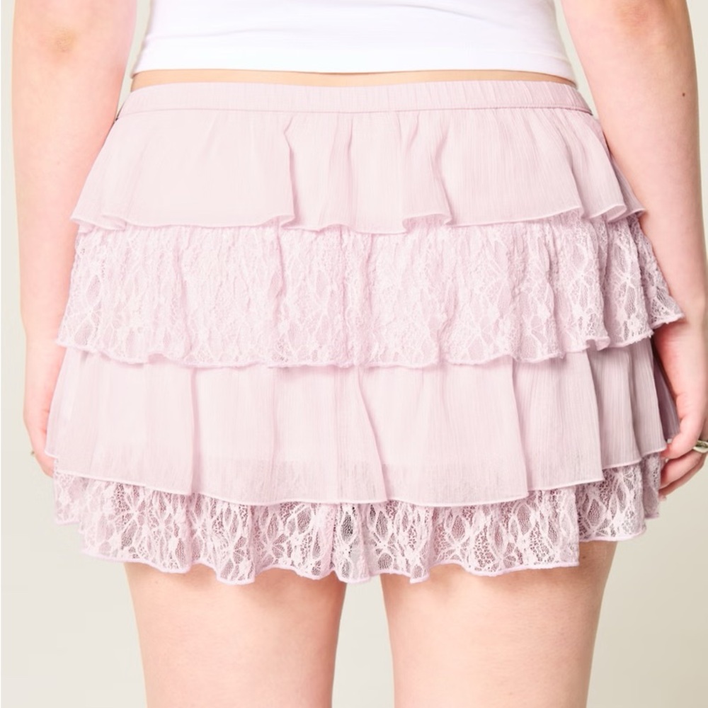 Hollister Light Pink Lace Mini Skirt